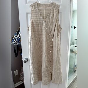 Soft Surroundings Asymmetrical Beige Striped Dress Size 2X